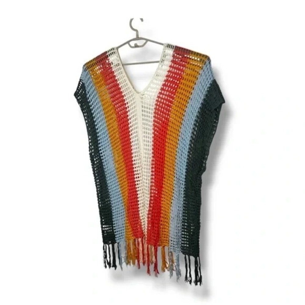 Bloomchic Colorful Open Knit Boho Poncho Size 22 24